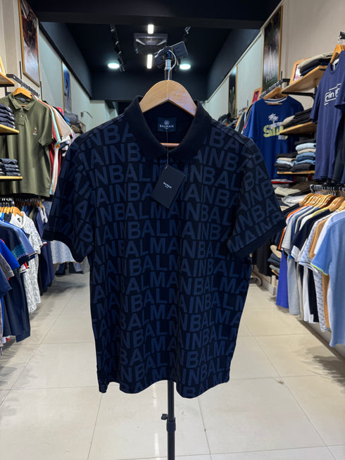 BALMAIN PARIS PREMIUM MEN'S PRINTED POLO SHIRT | BLACK