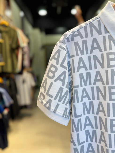 BALMAIN PARIS PREMIUM MEN'S PRINTED POLO SHIRT | WHITE