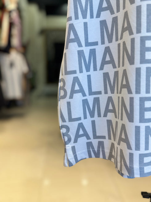 BALMAIN PARIS PREMIUM MEN'S PRINTED POLO SHIRT | WHITE