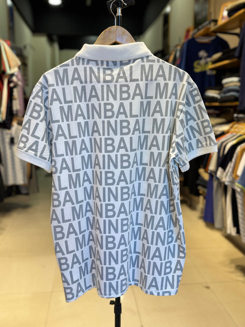 BALMAIN PARIS PREMIUM MEN'S PRINTED POLO SHIRT | WHITE