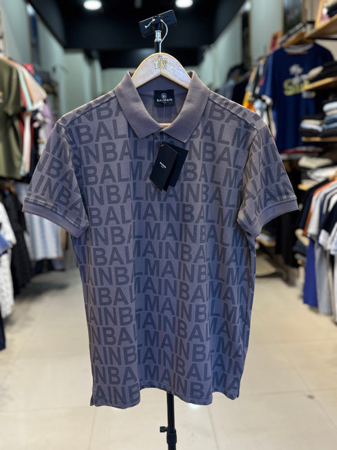 BALMAIN PARIS PREMIUM MEN'S PRINTED POLO SHIRT | BROWN