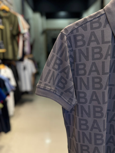 BALMAIN PARIS PREMIUM MEN'S PRINTED POLO SHIRT | BROWN