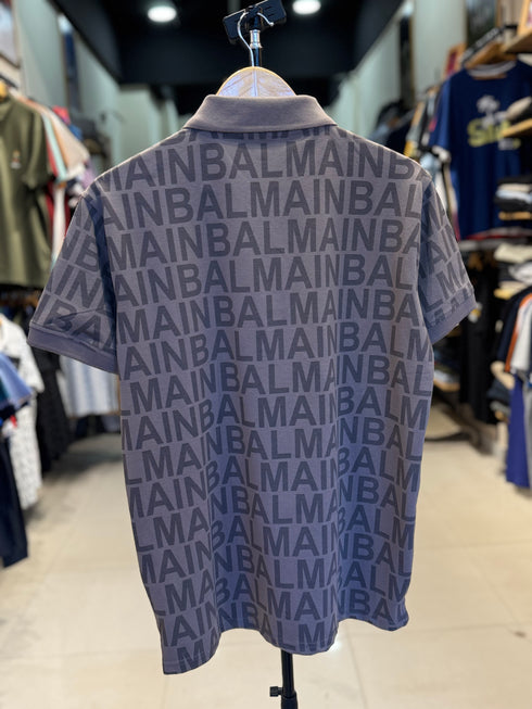 BALMAIN PARIS PREMIUM MEN'S PRINTED POLO SHIRT | BROWN