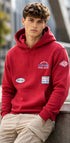 SUBLEVEL MEN’S PREMIUM HOODIE WITH EMBROIDERED LOGO – CLUB LANE STYLEl | RED