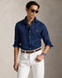 POLO RALPH LAUREN SLIM FIT LINEN SHIRT | NAVY BLUE