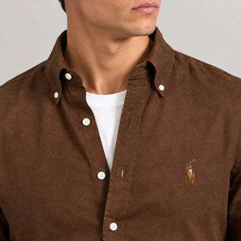 POLO RALPH LAUREN SLIM FIT LINEN SHIRT | CHOCOLATE BROWN