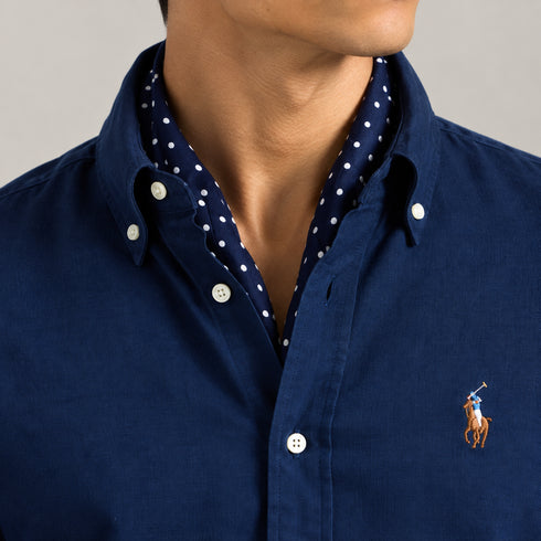 POLO RALPH LAUREN SLIM FIT LINEN SHIRT | NAVY BLUE