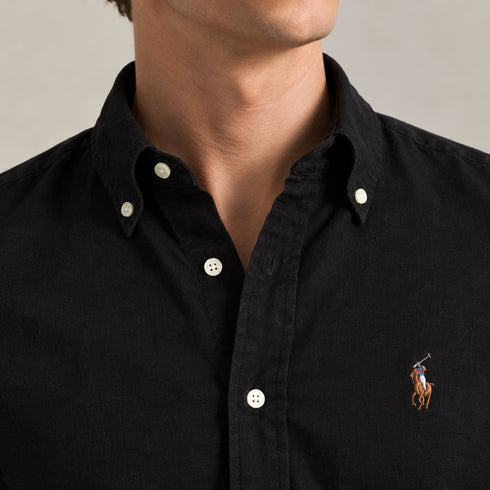 POLO RALPH LAUREN SLIM FIT LINEN SHIRT | BLACK