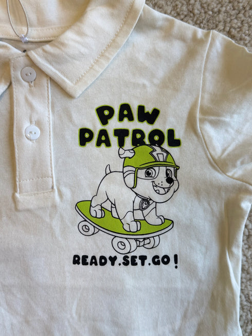 LEFTIES CANINE PATROL NICKELODEON POLO SHIRT AND SHORT SET | WHITE / YELLOW