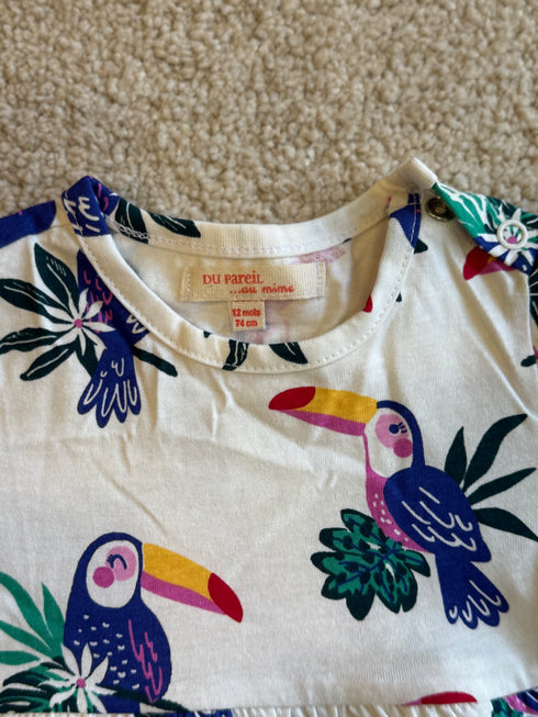 DU PAREIL AU MEME PRINTED GIRLS DRESS | WHITE