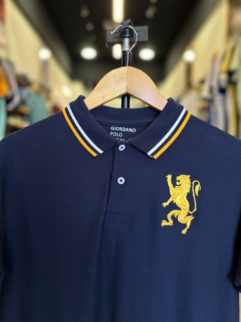 GIORDANO EMBROIDERY SHIRT 3D LION POLO MEN | NAVY