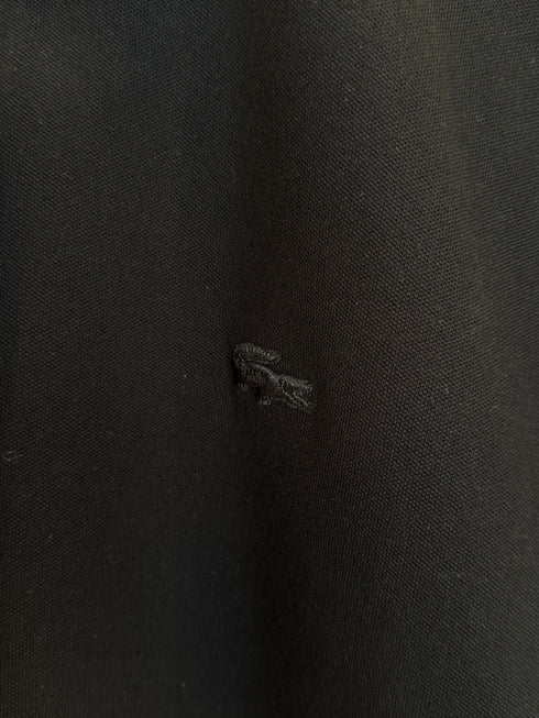 LACOSTE – CLASSIC POLO SHIRT WITH STRIPED COLLAR & EMBROIDERED LOGO | BLACK