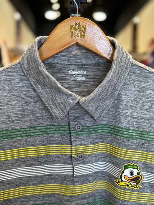 OREGON DUCKS CHEST STRIPE POLO | GREY