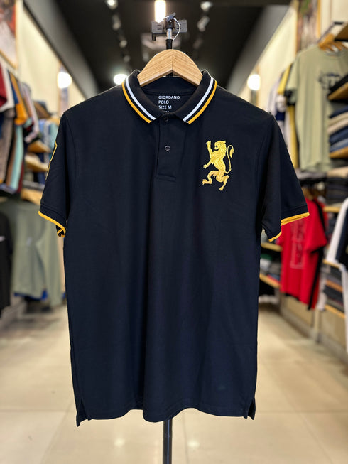 GIORDANO EMBROIDERY SHIRT 3D LION POLO MEN | BLACK
