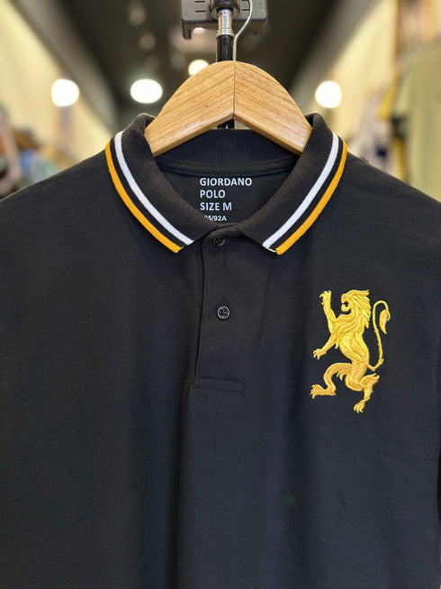 GIORDANO EMBROIDERY SHIRT 3D LION POLO MEN | BLACK