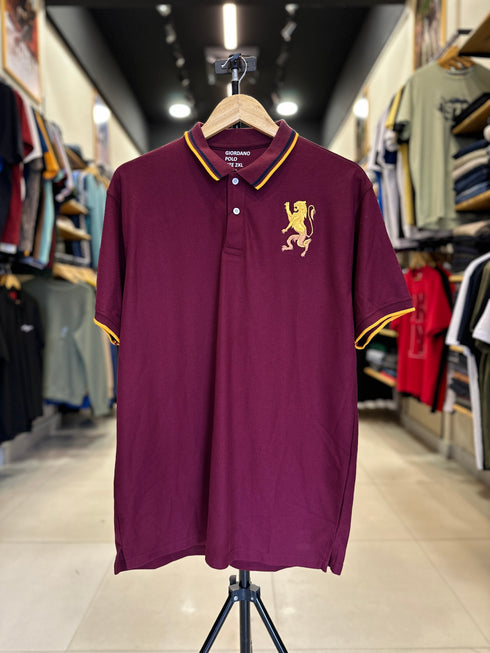 GIORDANO EMBROIDERY SHIRT 3D LION POLO MEN | MAROON