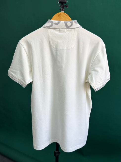 HUGO BOSS METALLIC PATCH LOGO AND SIGNATURE PRINT | WHITE