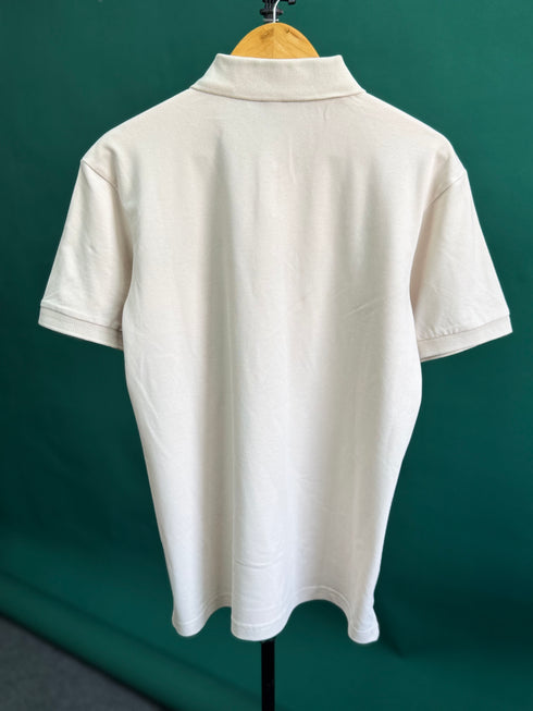 BALMAIN TEXT REVERSE EMBROIDERY POLO SHIRT | CREAM