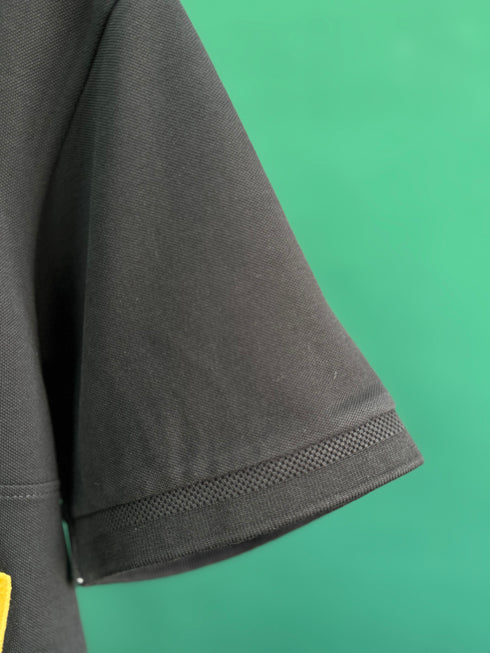 BALMAIN TEXT REVERSE EMBROIDERY POLO SHIRT | BLACK