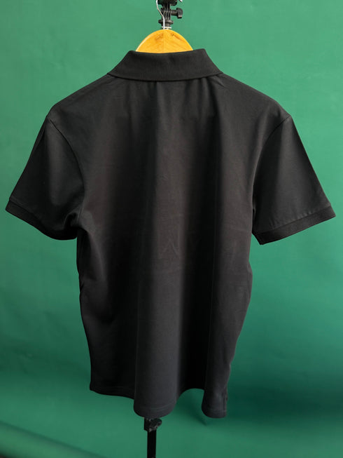 BALMAIN TEXT REVERSE EMBROIDERY POLO SHIRT | BLACK