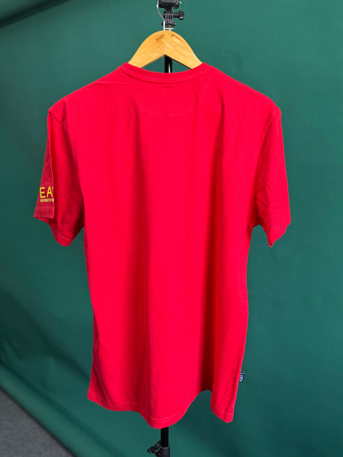 ARMANI EXCHANGE WHITE BOX PATTERN TEE | RED