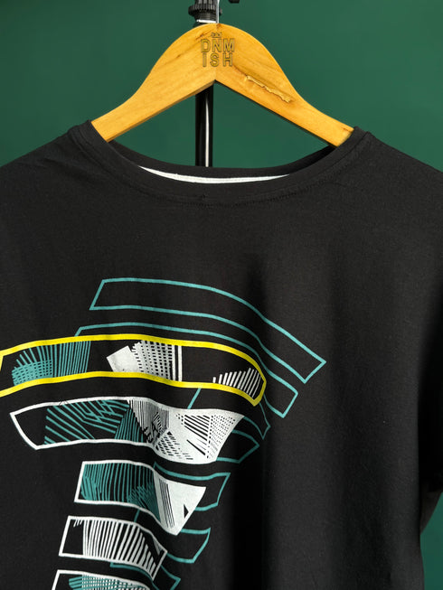 ARMANI EXCHANGE WHITE BOX PATTERN TEE | BLACK / NAVY