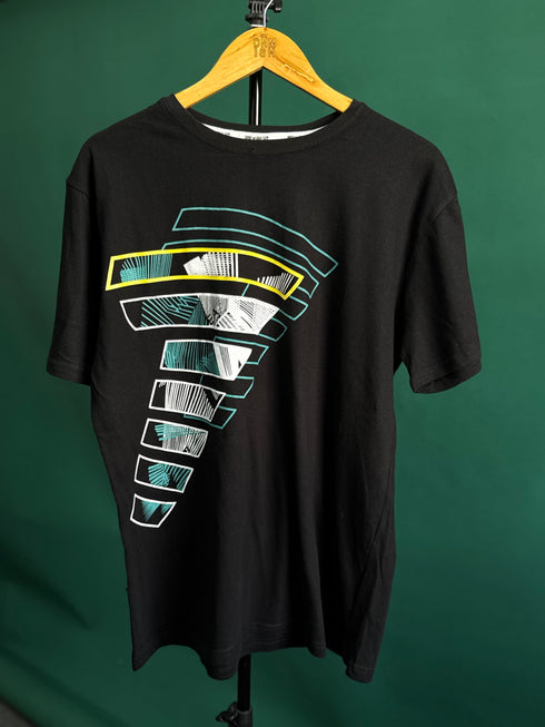 ARMANI EXCHANGE WHITE BOX PATTERN TEE | BLACK / NAVY