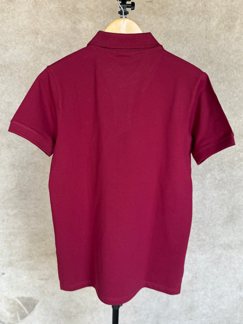 RALPH LAUREN - CUSTOM SLIM FIT LEATHER - PONY POLO SHIRT | MAROON