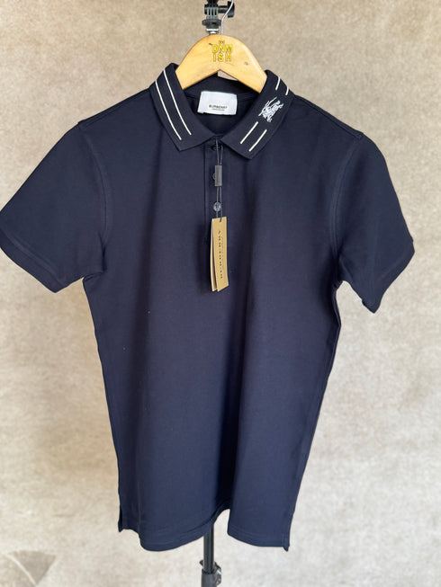 BURBERRY MEN'S POLO SHIRT WITH EMBROIDERED LOGO | NAVY BLUE