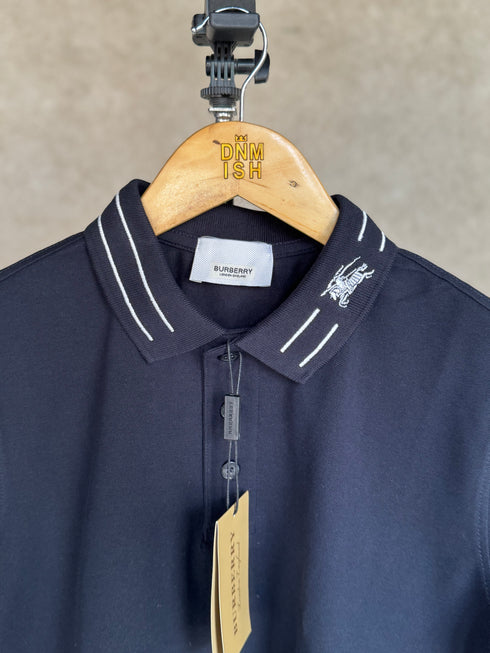 BURBERRY MEN'S POLO SHIRT WITH EMBROIDERED LOGO | NAVY BLUE