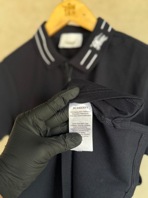 BURBERRY MEN'S POLO SHIRT WITH EMBROIDERED LOGO | NAVY BLUE