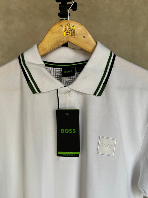 HUGO BOSS POLO SHIRT WITH EMBROIDERED LOGO | WHITE