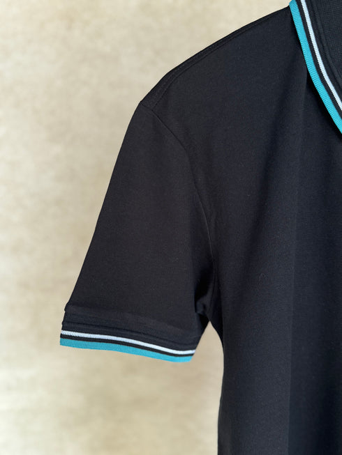 HUGO BOSS REGULAR-FIT POLO SHIRT WITH EMBROIDERED LOGO | BLACK