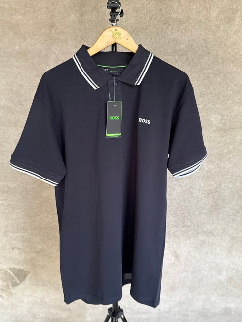 HUGO BOSS REGULAR-FIT POLO SHIRT WITH EMBROIDERED LOGO | NAVY