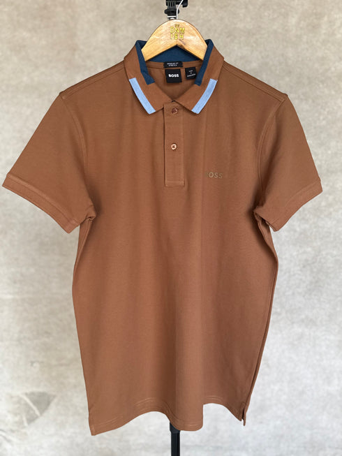 HUGO BOSS PHILLIPSON REGULAR FIT POLO SHIRT | BROWN