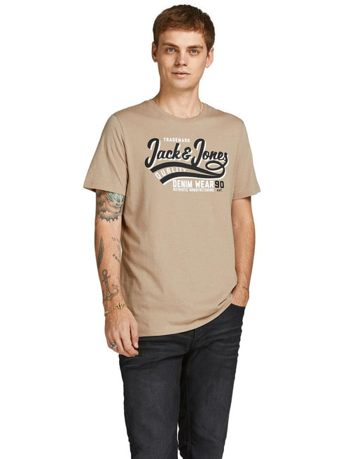 JACK & JONES PREMIUM MEN'S T-SHIRT WITH VINTAGE PRINT | BEIGE
