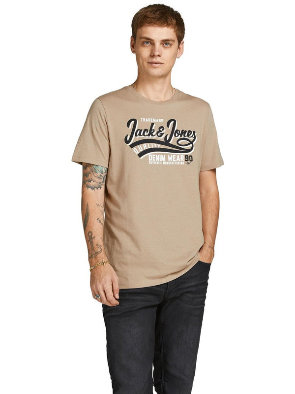JACK & JONES PREMIUM MEN'S T-SHIRT WITH VINTAGE PRINT | BEIGE