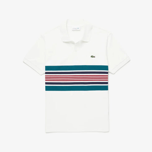 LACOSTE MEN SLIM SHORT SLEEVE EMBROIDERED LOGO SHIRT | WHITE