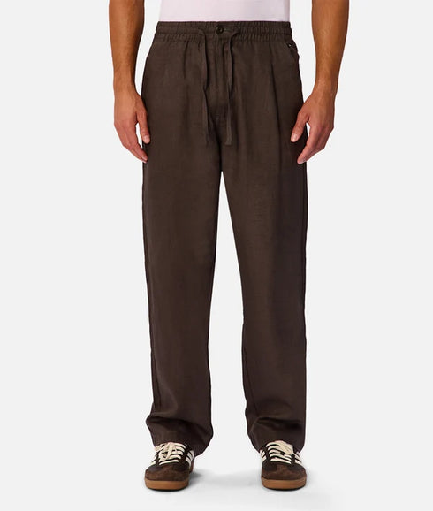 GUESS MEN'S COTTON LINEN DRAWSTRING TROUSER | BROWN