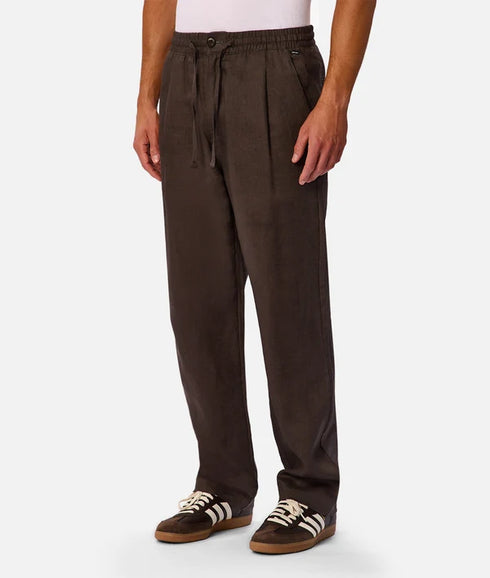 GUESS MEN'S COTTON LINEN DRAWSTRING TROUSER | BROWN