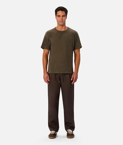 GUESS MEN'S COTTON LINEN DRAWSTRING TROUSER | BROWN