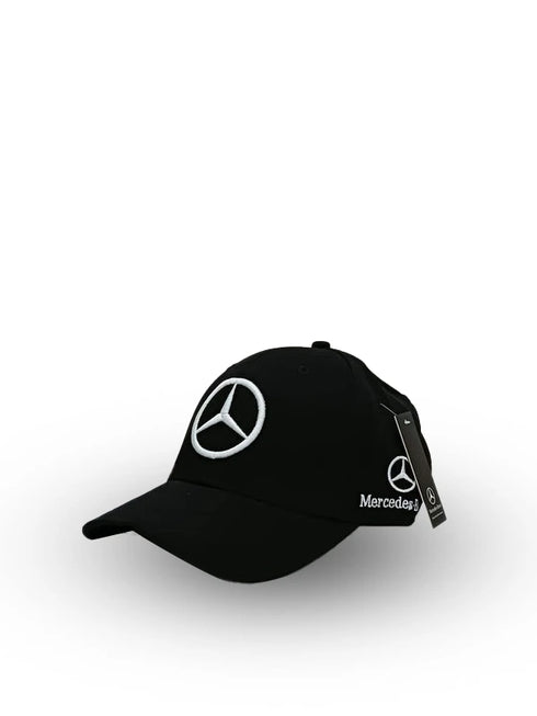 Mercedes Benz cap in black, a stylish and adjustable unisex cap. Ideal for casual, gym, and outdoor wear. Available online in Pakistan.