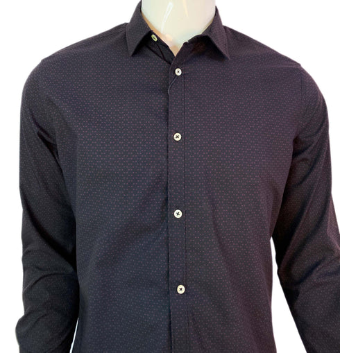 NEXT CLASSIC DOTTED PRINT-SLIM FIT-CASUAL SHIRT | BLACK
