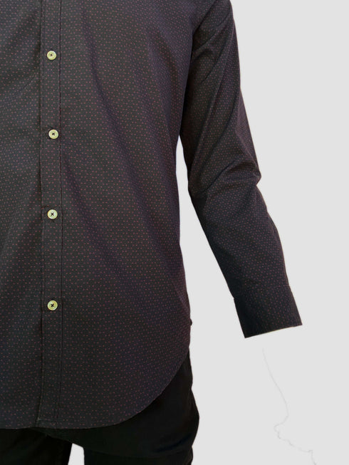 NEXT CLASSIC DOTTED PRINT-SLIM FIT-CASUAL SHIRT | BLACK