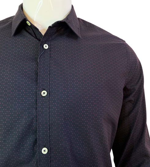 NEXT CLASSIC DOTTED PRINT-SLIM FIT-CASUAL SHIRT | BLACK