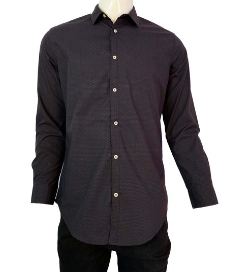 NEXT CLASSIC DOTTED PRINT-SLIM FIT-CASUAL SHIRT | BLACK