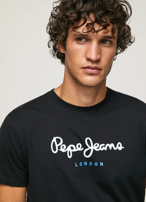 PEPE JEANS-EDWARD-LONDON-SLIM FIT-T-SHIRT| BLACK