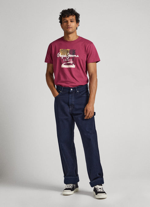 PEPE JEANS PUFF PRINT T-SHIRT | CRUSHED RED