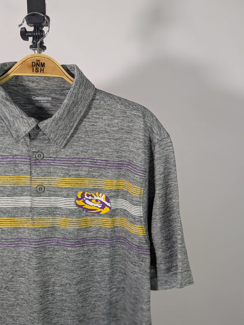 CAPTIVATING STRIPED POLO WITH SNAK LOGO | GREY