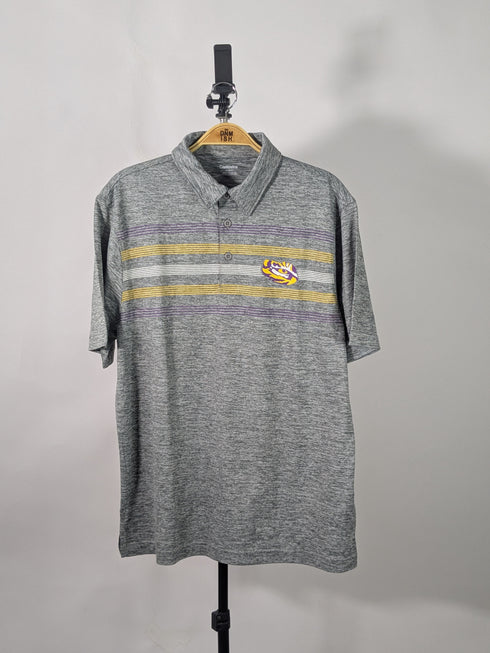 CAPTIVATING STRIPED POLO WITH SNAK LOGO | GREY